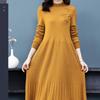 Mid-length Knitted Dress for Women Autumn and Winter Fashionable Embroidered Sweater Dress Solid Color Half Turtleneck Pullover