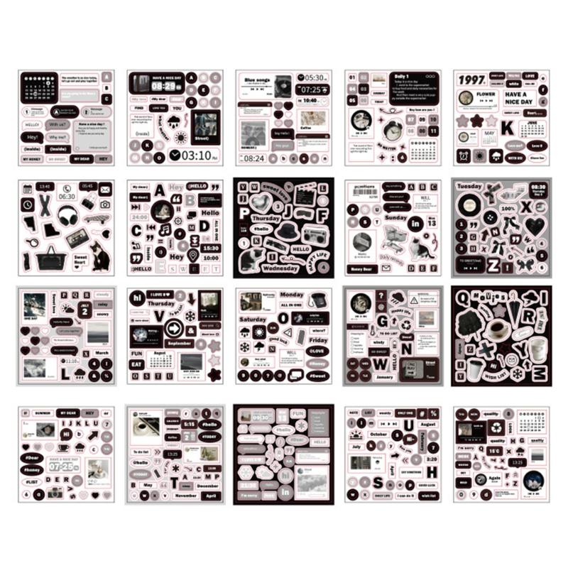 20 Blatt Scrapbooking-Sticker Ästhetische Dekorative Sticker Hintergrund-Sticker für Journal Album Planer Dekoration