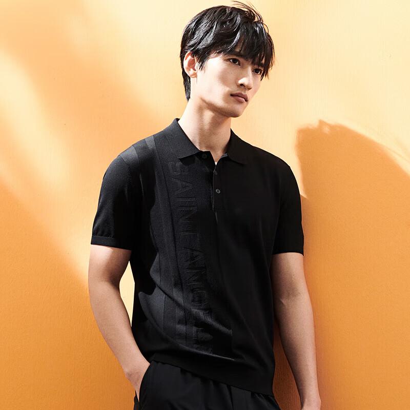 Baoxiniao Men's Short-Sleeve Business Polo Shirt with Letter Pattern