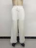 TikTok 2026 Summer Spliced Lace Tie-Up Casual Loose Straight-Leg Pants