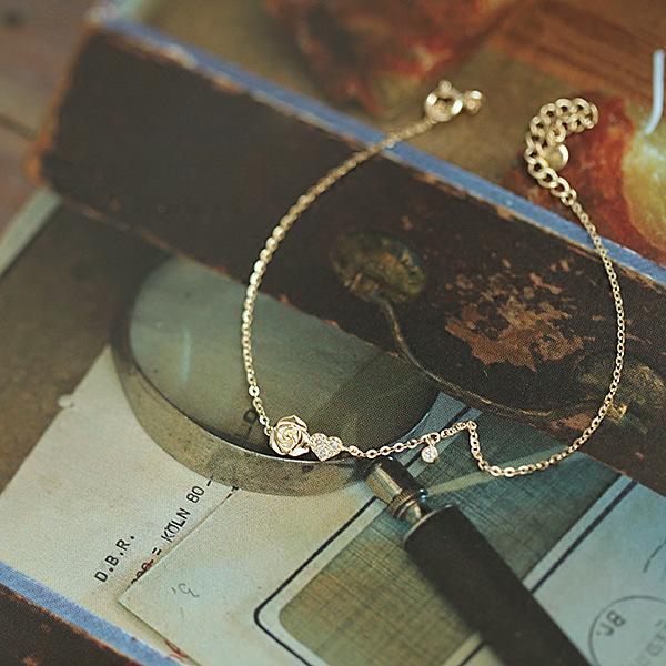 

Позолоченный браслет-роза из стерлингового серебра: Легкий Роскошный Цветочный Дизайн для Женщин 925 Silver