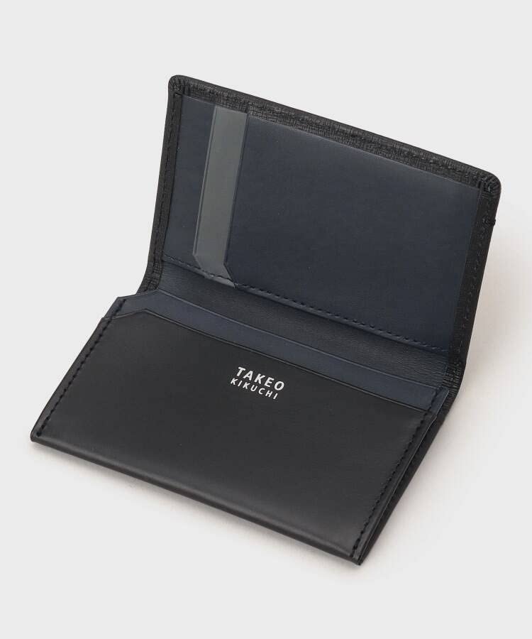 Business Card Holder Color Embossed Leather Business Card Holder IC Card Tier G8701294 Black [Takeo Kikuchi] & Men's (619) 00(FREE)