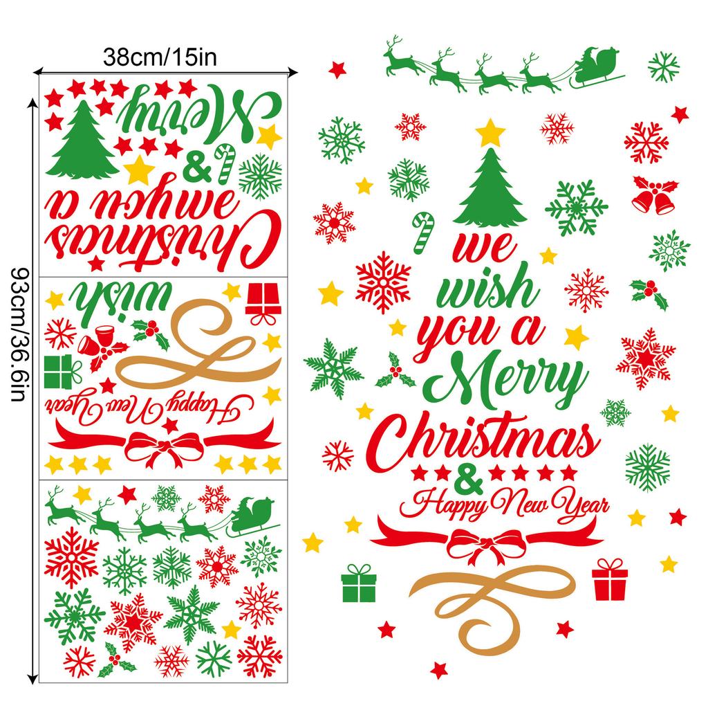 Christmas Wall Stickers Xmas Tree Candy Snowflake Pattern Self-adhesive PVC Sticker New Year Party Wall Window Decoration Decals