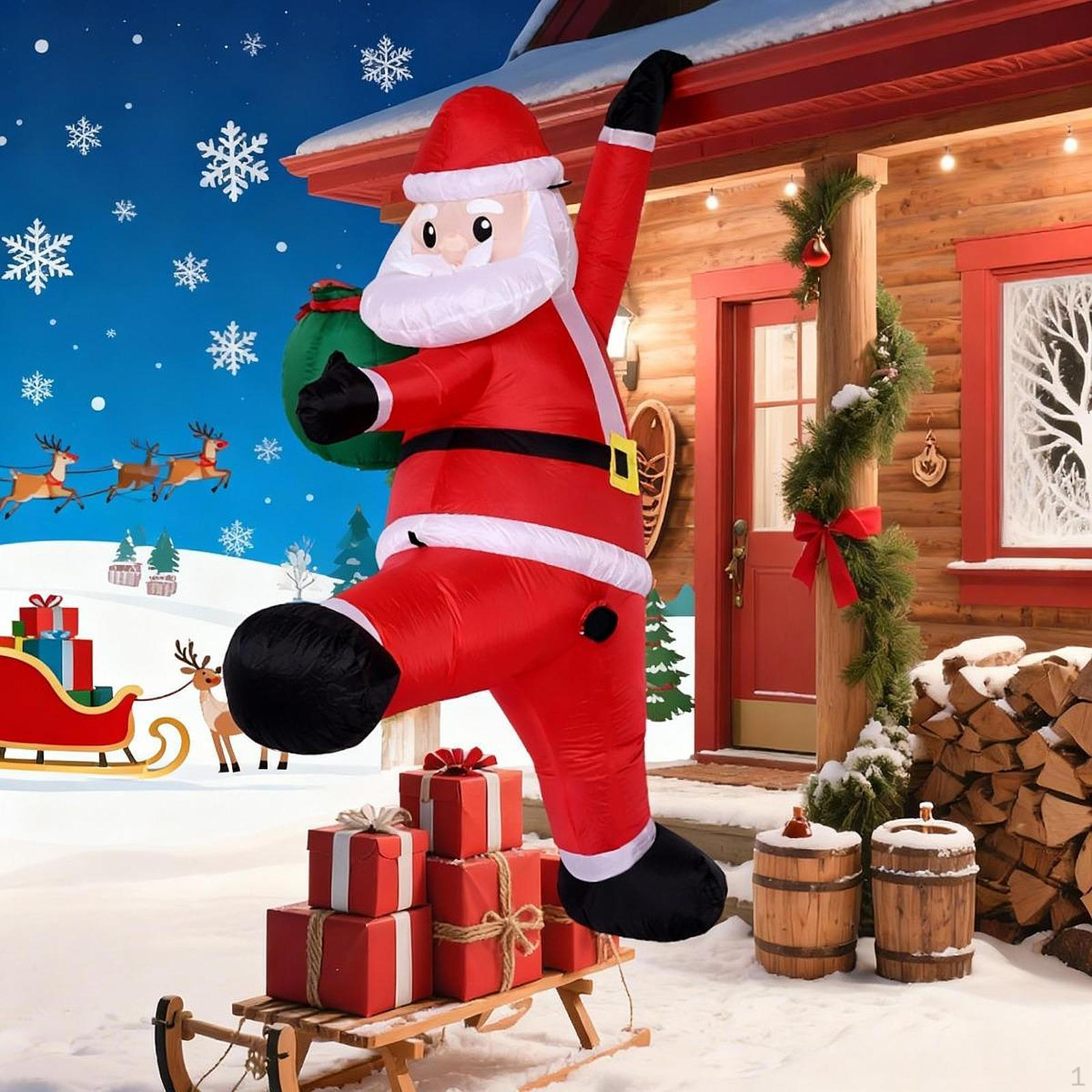 

Рождественский надувной Санта-Клаус, уличное украшение, дисплей с карабкающейся фигурой, реквизит для зимних праздников, вечеринка