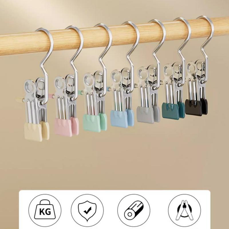 10/20pcs Stainless Steel Clothespins Laundry Clothes Pegs Hook Portable Hanging Clothes Clip Wardrobe Clothes Organizer Hanger
