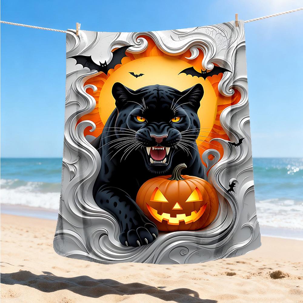 1pc Black Panther Print Outdoor Blanket, Lightweight Polyester,