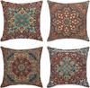 4Pcs Vintage Persian Rug Pattern Throw Pillow Covers Set Ethnic Bohemian Cushion Cases for Living Room Sofa Bedroom Home Decor