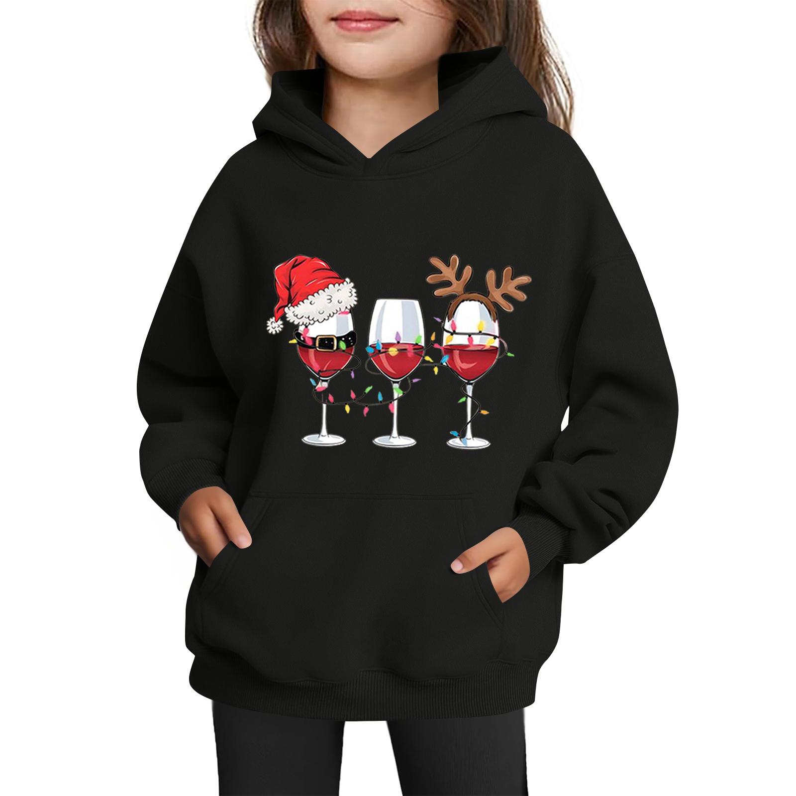 

Sweatshirts For Teen Girls Hoodies Long Sleeve Drawstring Pullover Cute Printed Oversized Hoodie Christmas 110 чорний