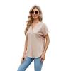 Sommer Neue Damen Kurzarm Shirt T-shirt Eis Seide Zou Bequeme V-ausschnitt Strickjacke Top S-2XL