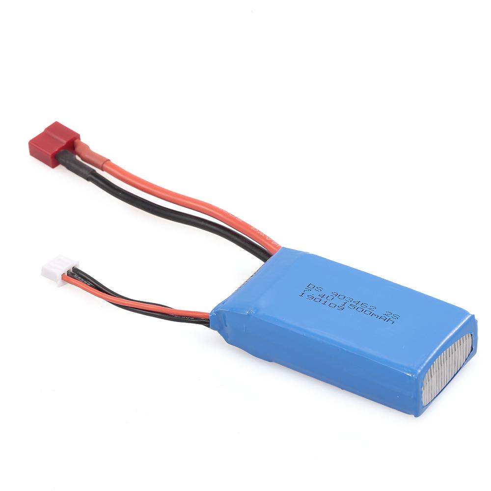 RC Li-Po Battery 7.4V 1500mAh 25C 2S Rechargeable with T Plug for RC Drone Car Boat Helicopter