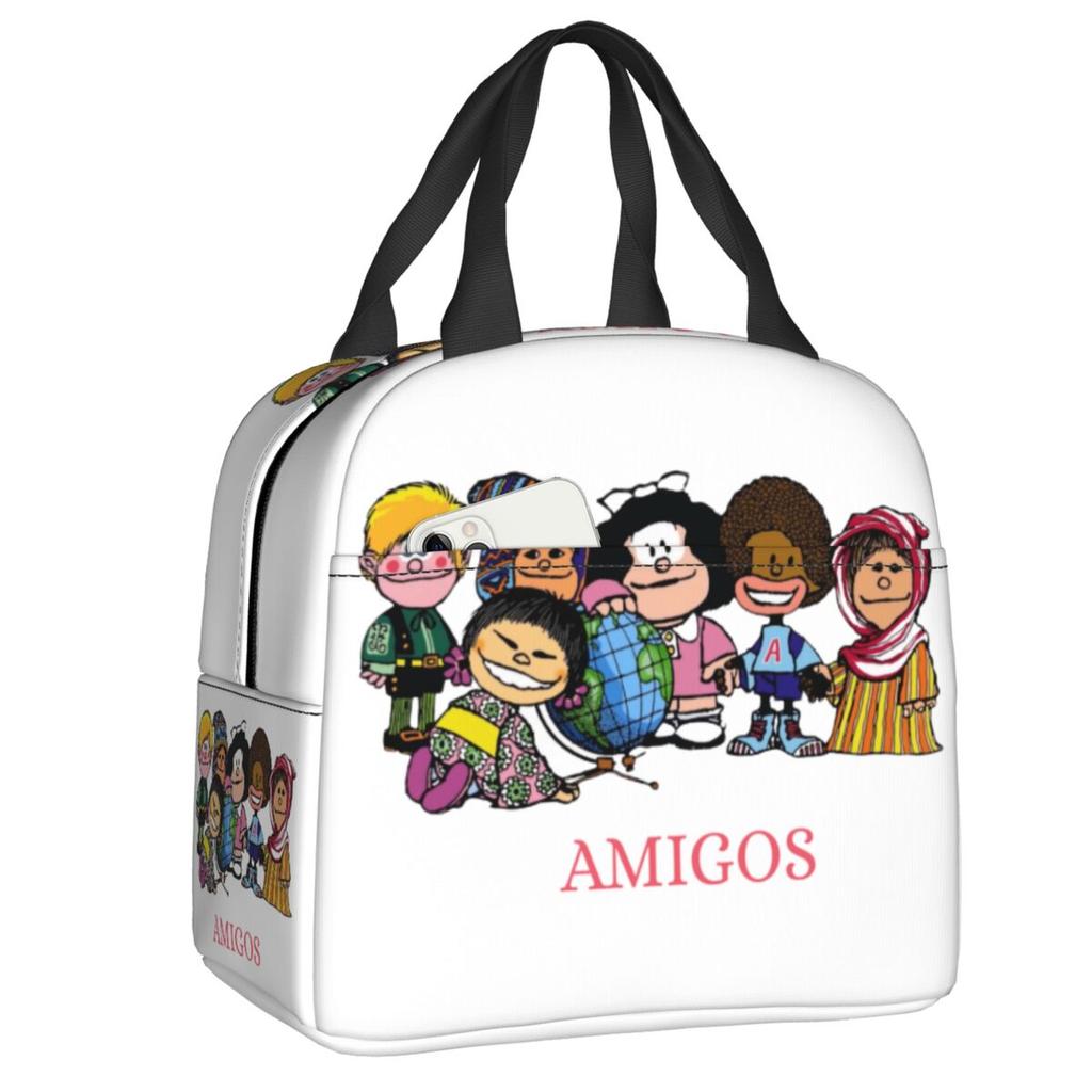 Maßgeschneiderte Mafalda Manga Thermoisolierte Lunchtaschen Damen Argentinien Cartoon Tragbarer Lunchbehälter für Reiseaufbewahrung Lebensmittelbox