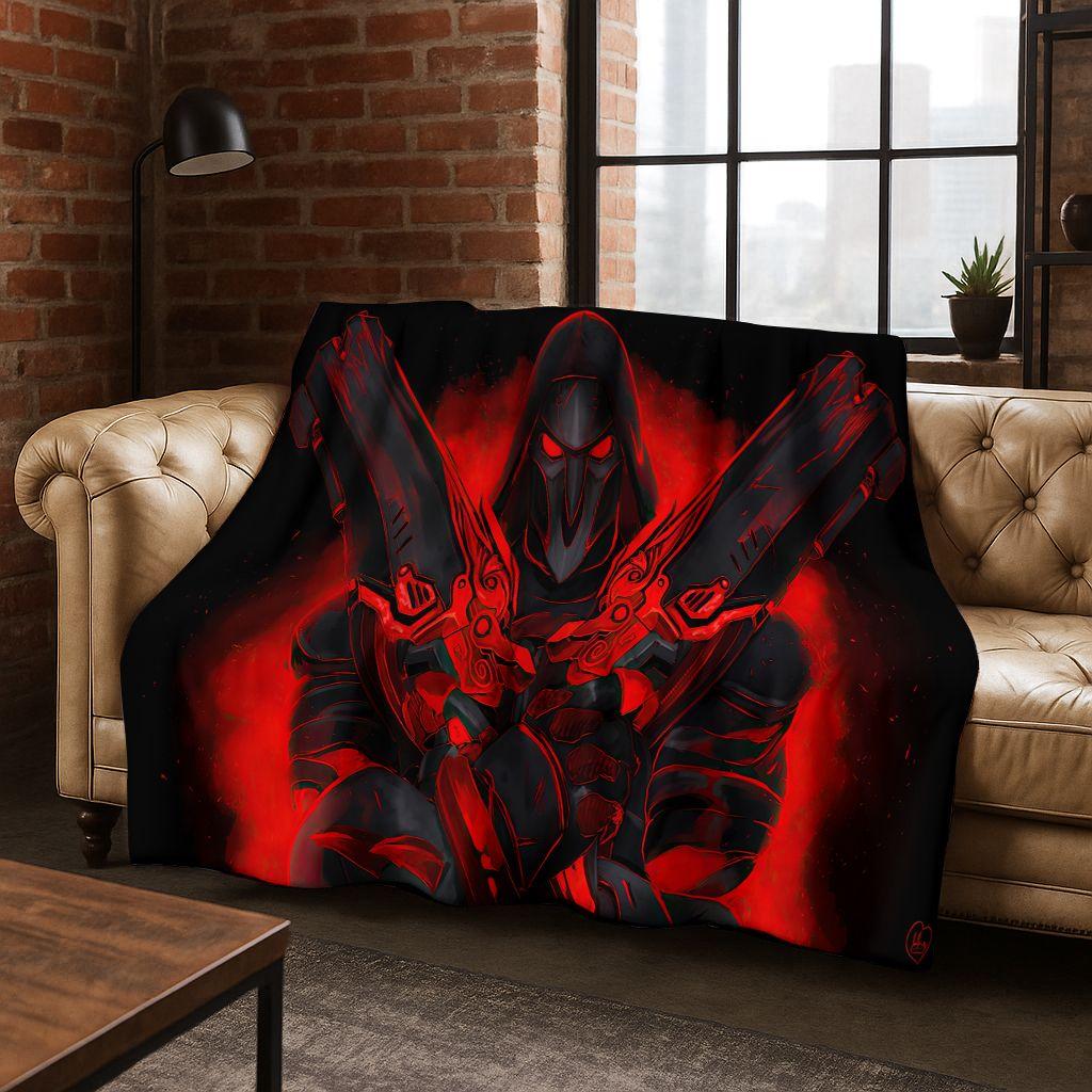 Game OW Overwatch D.VA Mei Reaper Cartoon 3D Flannel Blanket,Cozy Soft Throw Blanket for Home Bedroom Bed Sofa Picnic Cover Gift