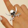 Personalized Gothic Skull Pirate Ring for Women, Halloween Dark Horror Fashion Party Opening Ring, Trendy Jewelry Accessories