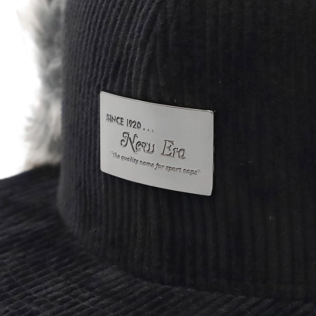 New Era 59FIFTY Dog Ear Metal Plate Cap, Black, Exclusive to ONSPOTZ, 5950 DOGEAR CORDUROY METAL PLATE BLK