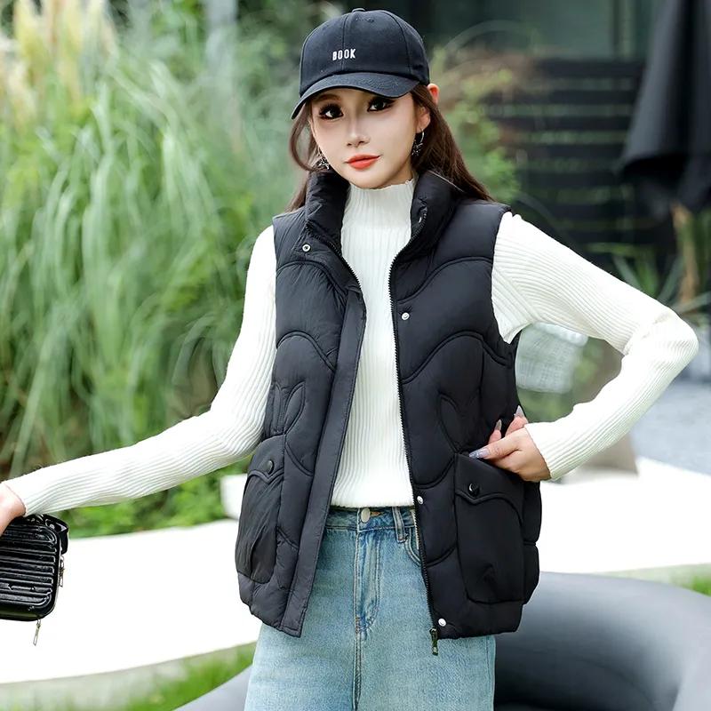 Winter Sleeveless Down Vest for Women    Stand-up Collar Warm Tank Top Casual Light Outerwear Vest