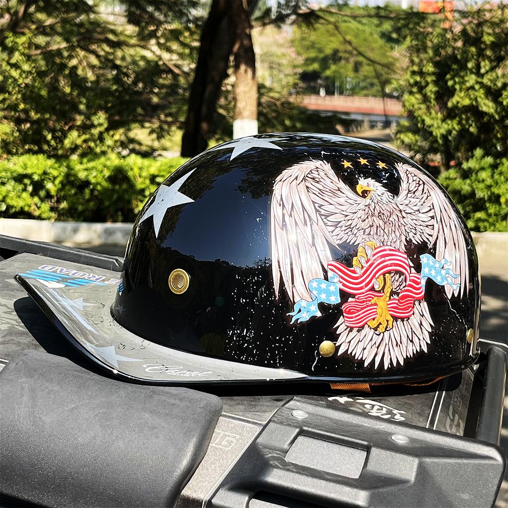Retro Half Covered Helmet Men's Riding Portable Outdoor Helmet Vintage Graffiti Bicycle Cross-country Accessories