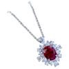 Xiancan Vintage Style 925 Silver Pigeon Blood Ruby Oval Halo Choker Necklace