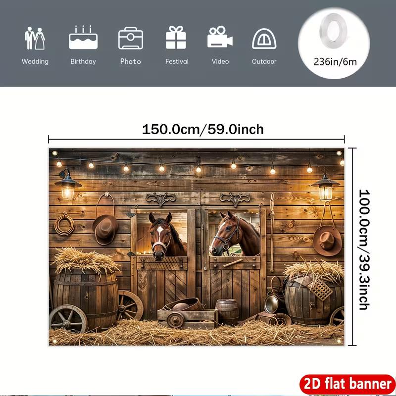 Dwuwymiarowa Tło Fotograficzne w Stylu Cowboy dla Stajni