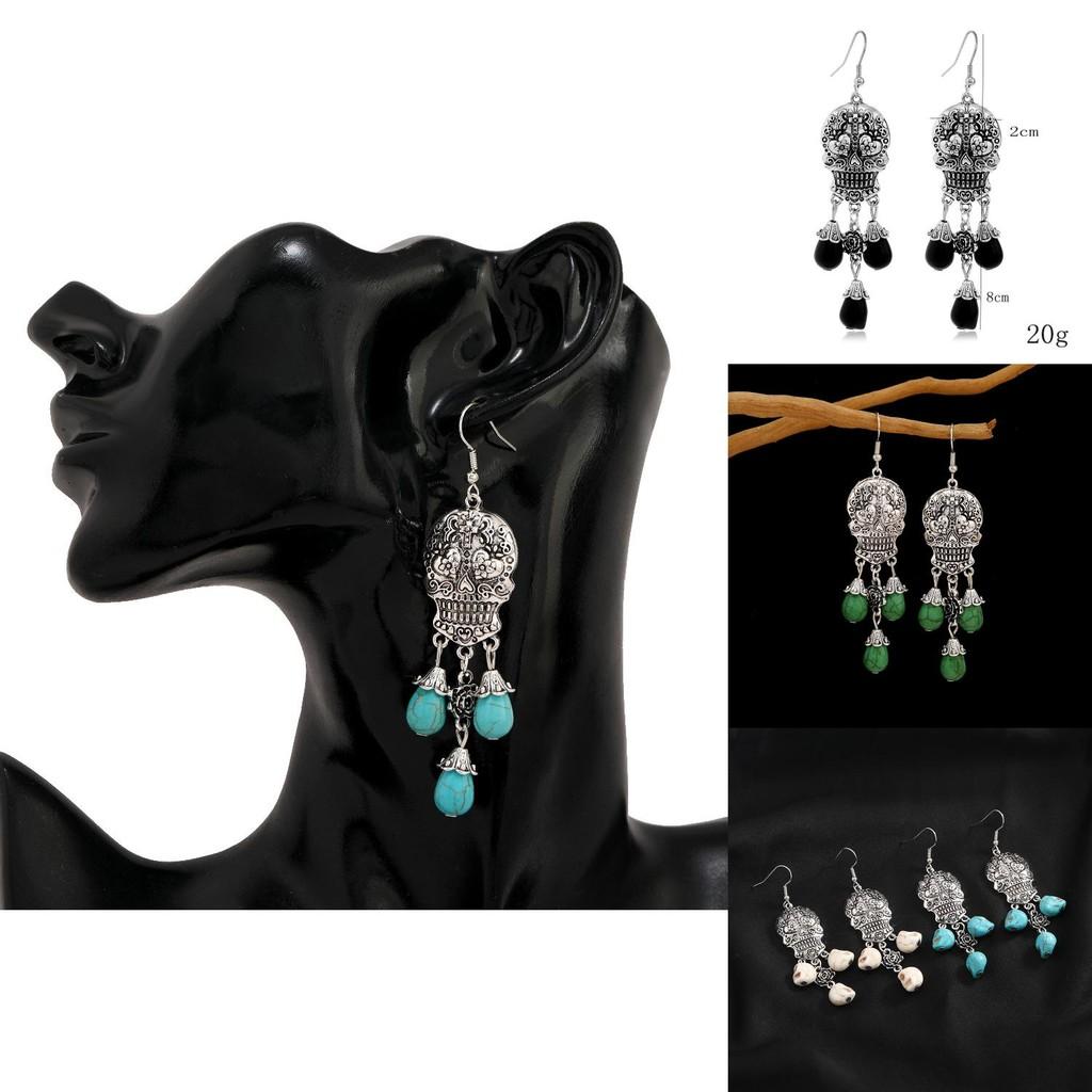 Vintage Style Skeleton Drop Earrings With Electroplated Finish For Women Party Wear