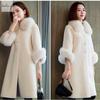 Women's Winter Princess Faux Fur Long Coat with Fox Fur Collar