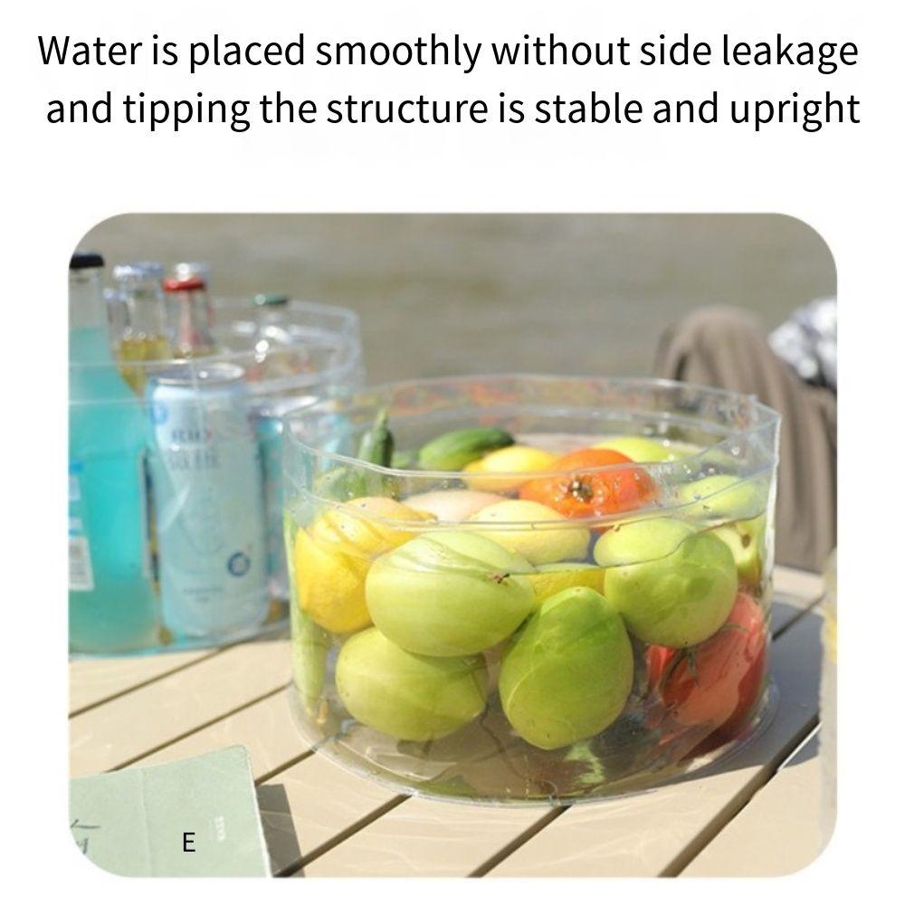 4Pcs PVC Transparent Ice Bucket Clear Washing Up Bowl Outdoor Folding Water Basins Picnic