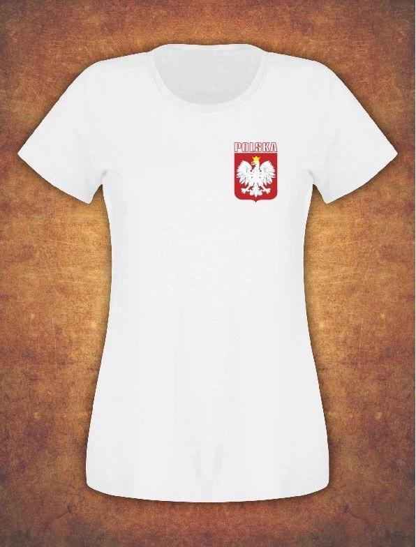 Koszulka Damska Polska Poland Kibic T- Shirt Female White S