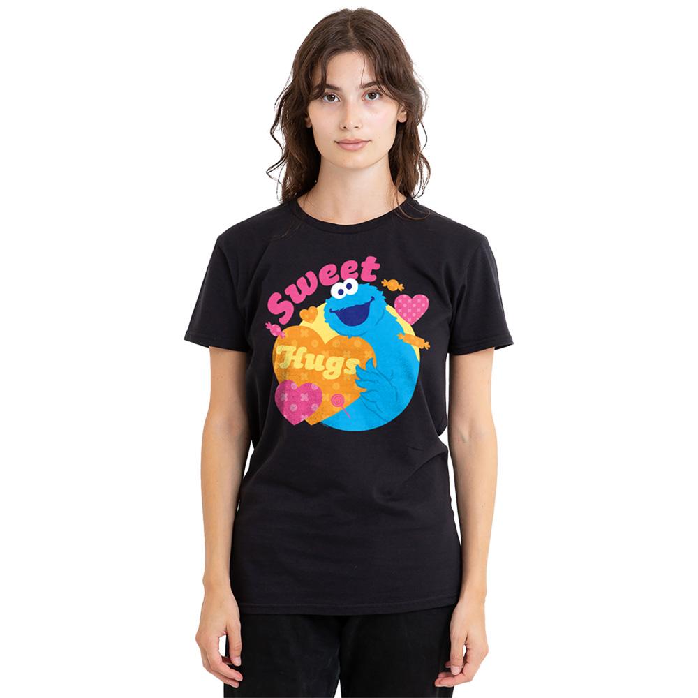 Sesame Street Womens/Ladies Sweet Hugs Cookie Monster Valentine`s Day T-Shirt