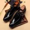 Men's Formal Leather Monk Shoes - European & American Style, Alligator Pattern, Square Toe, Retro Handmade