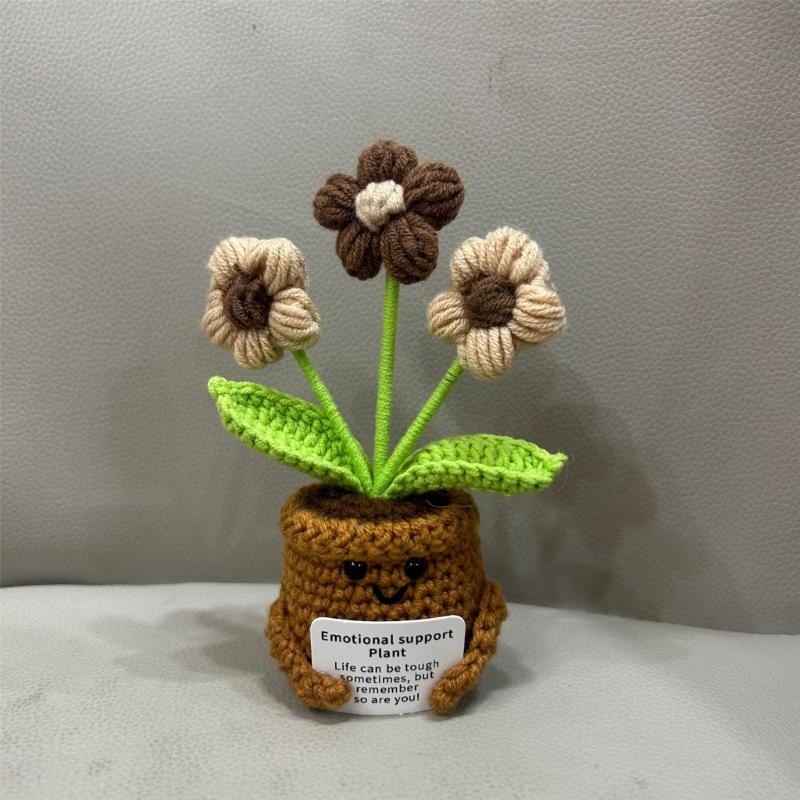 Handmade Yarn Crochet Potted Plant Craft Set Home Decoration Family Activity