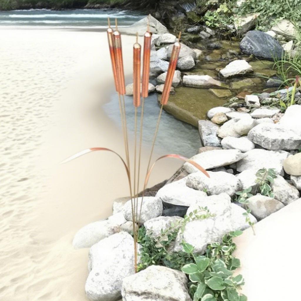 Copper Cattail Wind Chime Metal Simulation Garden Decoration Crafts