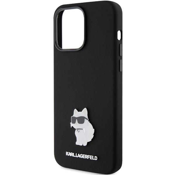 Karl Lagerfeld KLHCP15XSMHCNPK iPhone 15 Pro Max 6.7" black Silicone Choupette Metal Pin