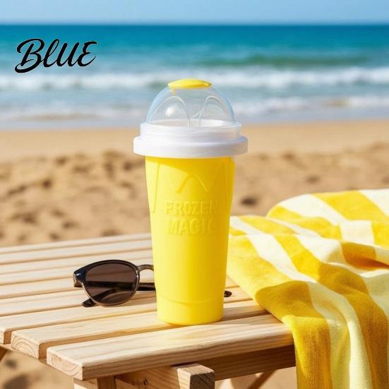 Food Grade Silicone Slush Cup Maker Cup  Portable Squeeze Ice Smoothie Refreshing Slushie with Lid  for Juice Milk Soda Family Summer