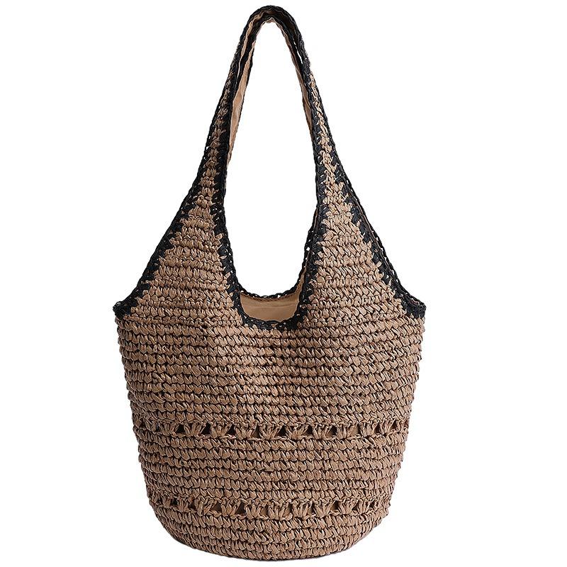 

New casual shoulder bag hollow handbag woven bag women s summer large-capacity seaside vacation wind beach bag one size fits all коричневый