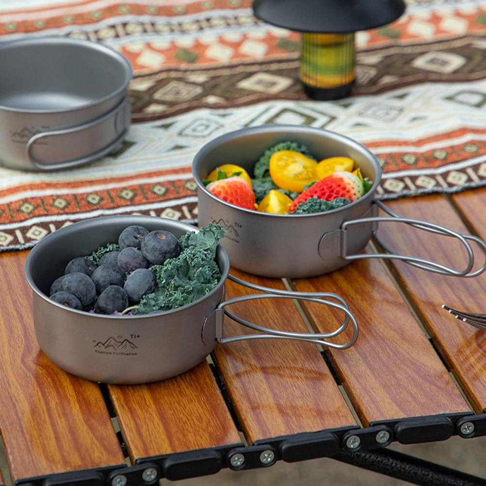 Ultralight Titanium Camping Pot Frying Pan Bowl Portable Lightweight Outdoor Cookware for Camping Hiking Picnic Cooking Supplies