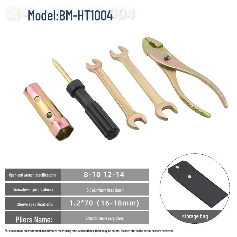 Motorcycle Tools Set: Pliers, Wrench, Spark Plug Socket, Screwdriver