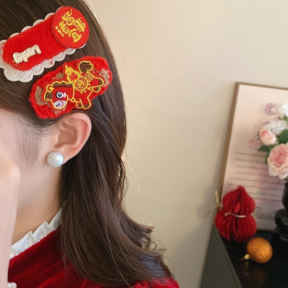 Hair Clip Chinese Yuanbao Horse Hairpin Hanfu New Year Red Hairpin  Horse New Year Gift