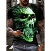 Men's T-Shirt Vintage Punk Short Sleeve Skull Print Men Top Oversized Casual Hip Hop T Shirt Summer O Neck Men's Tee Clothing