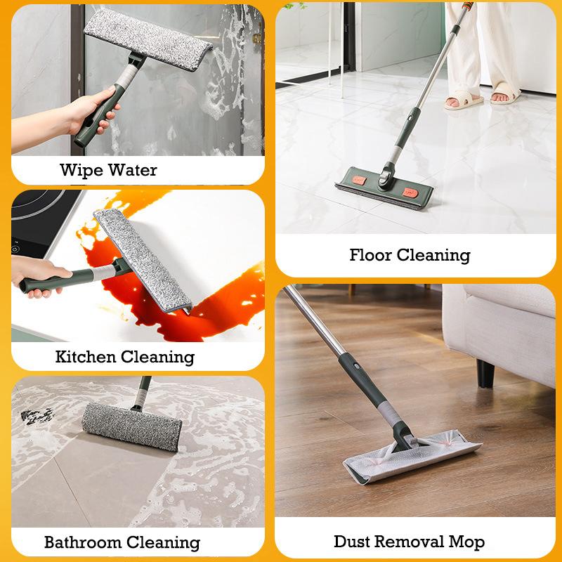 144/206CM Removable Window Cleaning Brush with Silicone Scraper Long Handle Clean Mop for Glass Floor Car Home Cleaning Tool