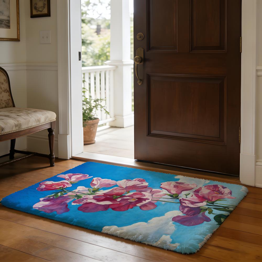 Bunte Blumen Fußmatte Weiche Flanell-Absorbierende Matte Rutschfester Teppich Zuhause Schlafzimmer Badezimmer