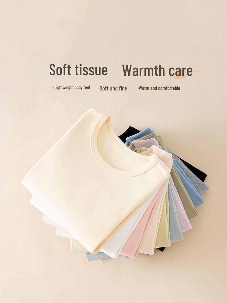 Children's Class A Pure Cotton Long Sleeve T-shirt - Autumn/Winter Round Neck Base Layer for Boys and Girls.