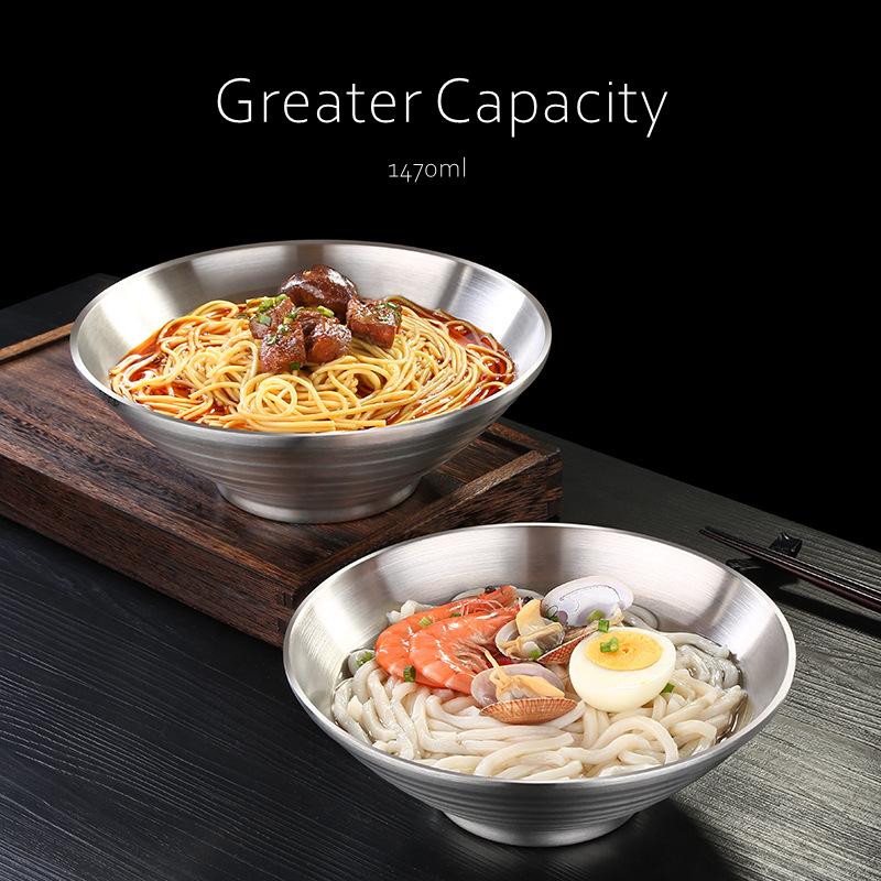 Aesthetic Design 304 Stainless Steel Japanese Ramen Bowl Heat-insulating Noodle Tableware Cutlery for Christmas and New Year