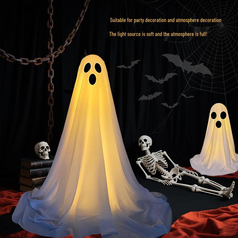 LED Ghost Hanging Cloth String Lights - Halloween Horror Indoor Decoration
