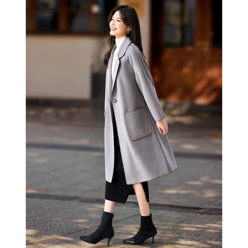 Demana Women's Single-Button Lapel Double-faced Wool Coat