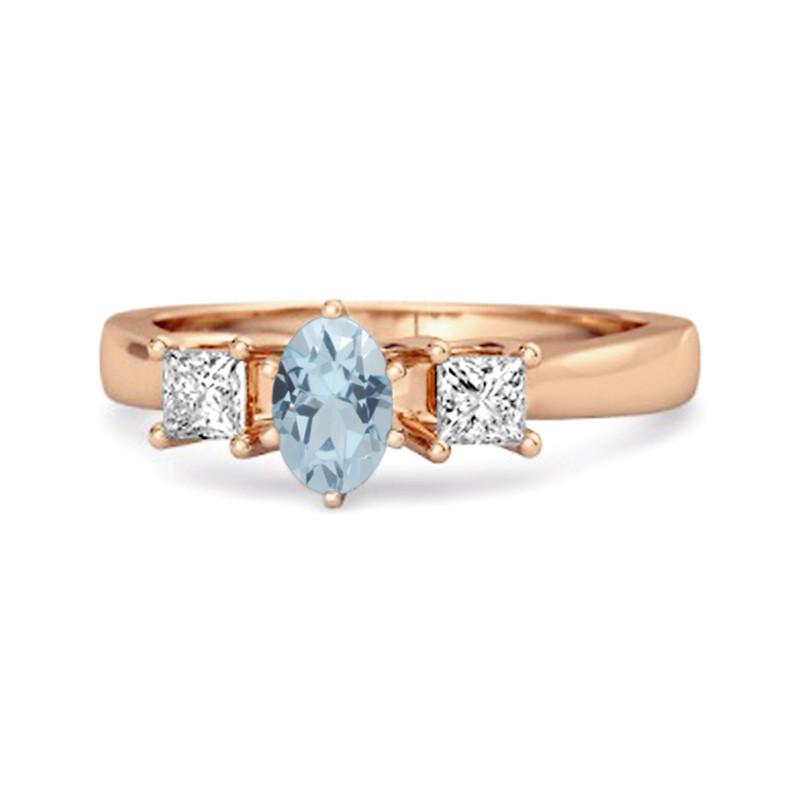 

Blue Topaz Elegant Three Stone Ring - Sterling Silver Rose Gold Vermeil 12 рожевий колір золота