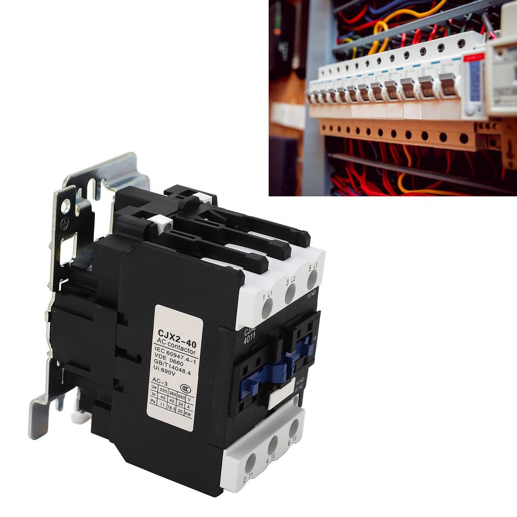 AC Contactor 3 Pole DIN Rail Mount Universal Circuit Control Electric Motor Contactor 380V Coil 40A