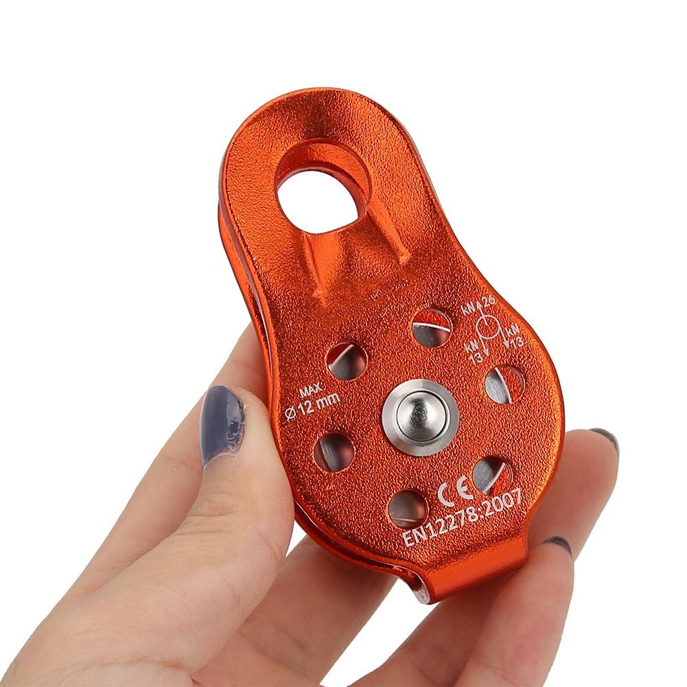 26KN Aluminium Alloy Heavy Duty Single Swivel Rope Pulley Block for 12mm Rope Climbing