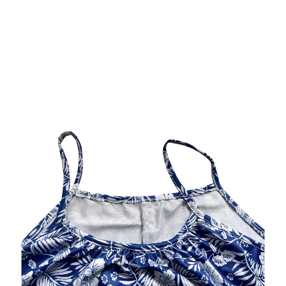 Women's Floral Print Ruched  Sleeveless  A Line  Beach Dress with Pockets