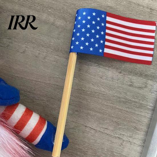 Gradient Plush Beard Doll Old Man Cute Flag Holding Figure with Hat USA American Independence Day Patriotic Ornament for Window Shelf Decor