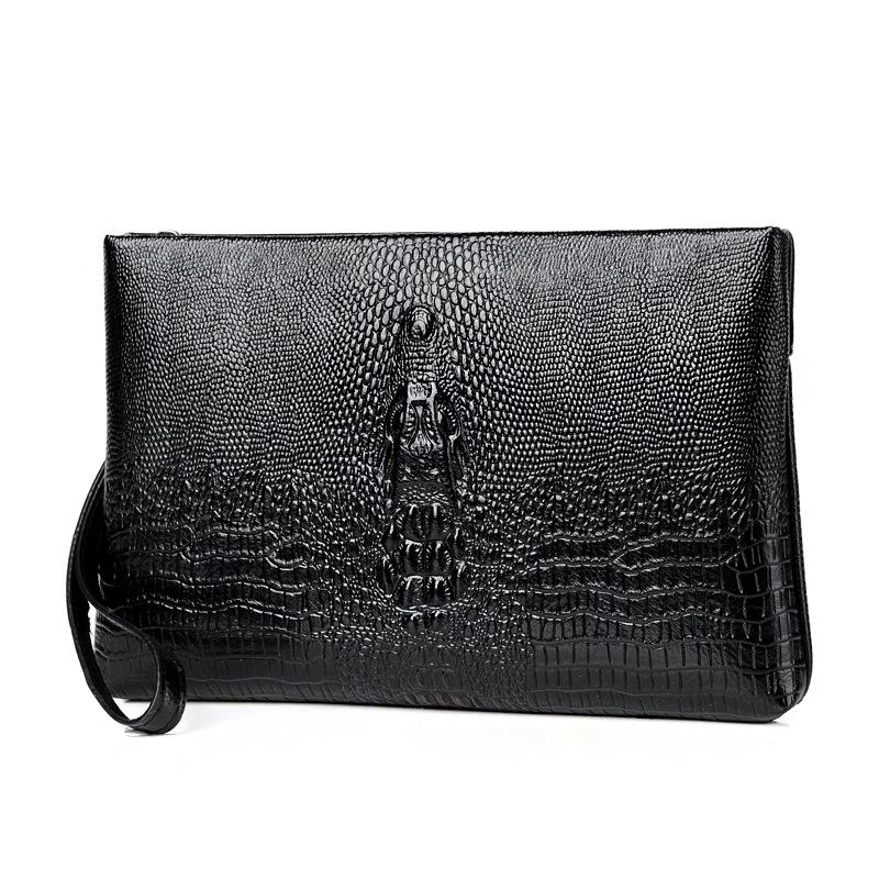 Crocodile Pattern Men's Large Capacity Leather Clutch Wallet