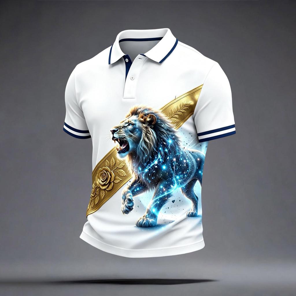 Men's Football Polo Shirt Classic Fit Short Sleeve Collar Button Placket Lightweight Breathable Sportswear for Casual Outdoor Activities